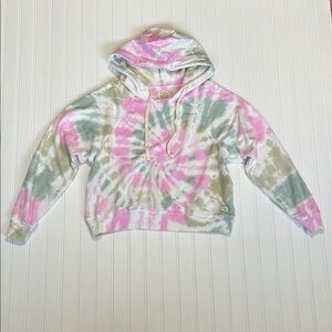 Billabong Pink and Green Tie-Dye Hoodie